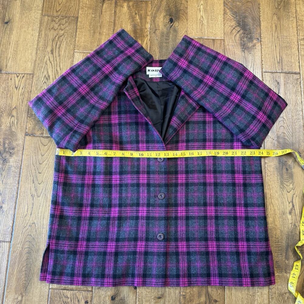 VTG 2 PC Joan Leslie Wool Blend Blazer & Sweater Sz 16/XL Fucia Plaid 90s - Picture 5 of 13